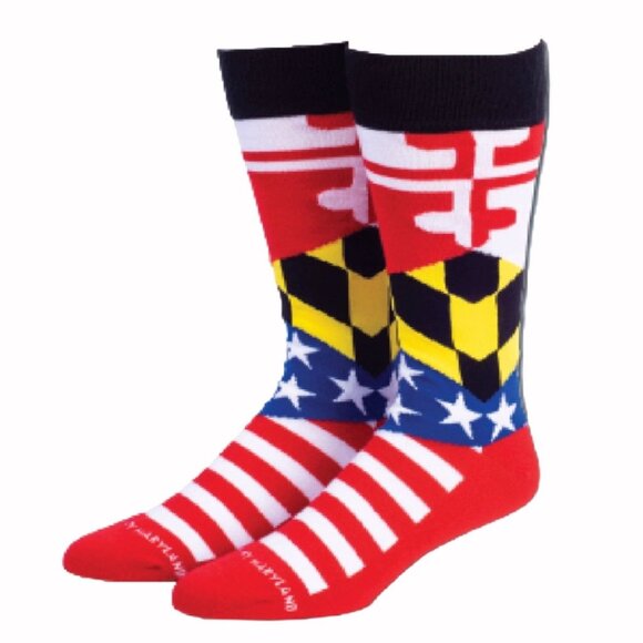 Maryland Stars and Stripes Socks NEW Fast Ship - Picture 1 of 3